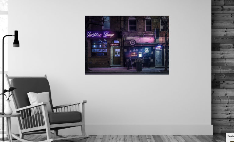 Ulica sklep nocą fotoobraz